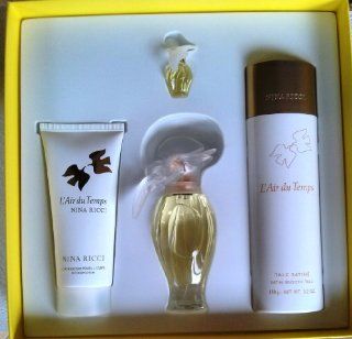 Nina Ricci L'air Du Temps Women Gift Set (1.7eau De Toilette Spray, 3.3 Soft Body Lotion, 150 Gms Satin Smooth Talc and .06 Oz Parfum : Fragrance Sets : Beauty