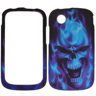 Blue Burning Skull ZTE Avail Z990 At&t / Merit 990g Straight Talk Case Cover Hard Phone Case Snap on Cover Rubberized Touch Protector Cases: Cell Phones & Accessories