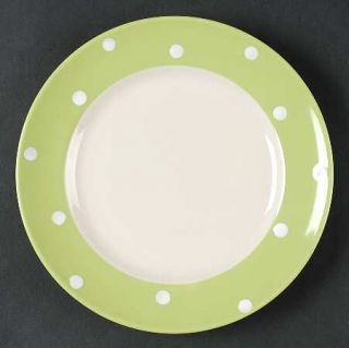 Spode Baking Days Green Salad Plate, Fine China Dinnerware   Green Rim,White Dot