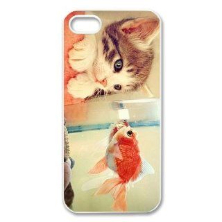 Custom Cat Fall in Love with Fish Personalized Cover Case for iPhone 5 5S LS 536 Cell Phones & Accessories