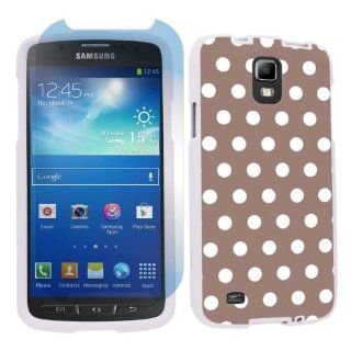 Samsung Galaxy S4 Active SGH i537 (AT&T) White Protection Case + Screen Protector   Brown White Dot By SkinGuardz: Cell Phones & Accessories