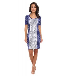 ROMEO & JULIET COUTURE S/S Printed Engineered Knit Dress Womens Dress (Blue)