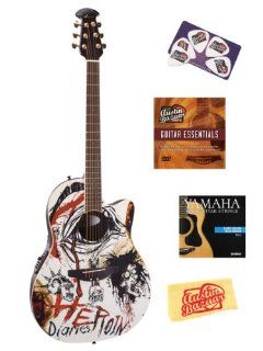 Ovation NS28 HD Celebrity Nikki Sixx Heroin Diaries Acoustic Electric Guitar Bundle with Instructional DVD, Strings, Pick Card, and Polishing Cloth : Everything Else