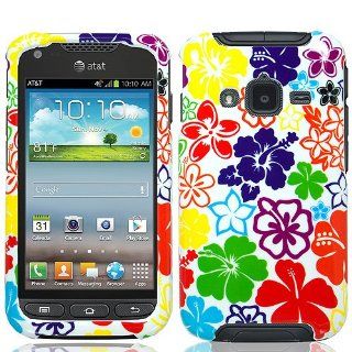 Rainbow Hawaii Flower Hard Cover Case for Samsung Galaxy Rugby Pro SGH I547: Cell Phones & Accessories