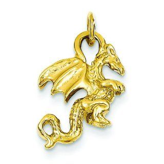 14K Yellow Gold 3 D Dragon Charm Pendant Jewelry: Italian Style Single Charms: Jewelry