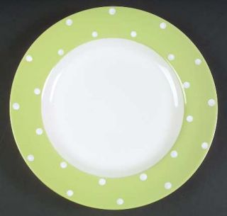 Spode Baking Days Green Dinner Plate, Fine China Dinnerware   Green Rim,White Do