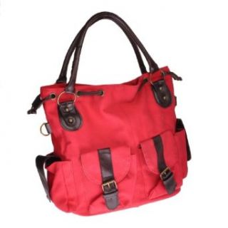 Tobey Korean Women Big Size Canvas Purse Handbag Messenger Satchel Casual Shoulder Bag Black, Red, White, Green (Red): Clothing