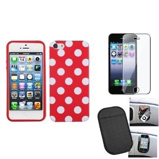eForCity Film + Mat + White Polka Dots/Red Skin Cover compatible with Apple® iPhone® 5: Cell Phones & Accessories