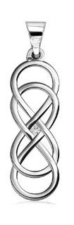 Large Diamond Double Infinity Symbol Charm, .05 CT, Best Friends Forever Charm, Sisters Charm, 10mm x 30mm in Sterling Silver: Sziro: Jewelry