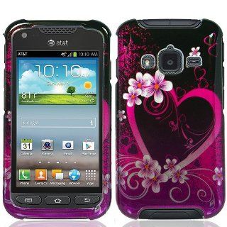 Hot Pink Heart Flower Hard Cover Case for Samsung Galaxy Rugby Pro SGH I547: Cell Phones & Accessories