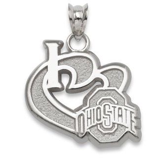 Ohio State University I Heart O Pendant 7/8 Inch   Sterling Silver : Sports Fan Pendants : Sports & Outdoors