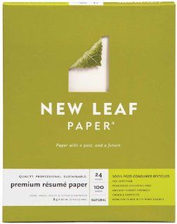 New Leaf Premium Resume Paper, 100% Recycled, Natural, 24 Lb, 8.5 x 11 Inches, 100 Count (612 6004) : Paper Leaves Natural : Office Products