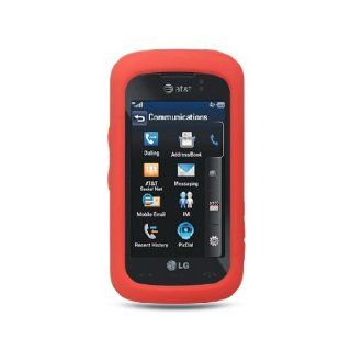 Red Soft Silicone Gel Skin Cover Case for LG Encore GT550 Cell Phones & Accessories