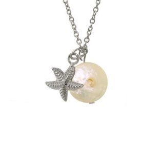 Sterling Silver Sea Starfish with Freshwater Pearl Pendant: Pendant Necklaces: Jewelry