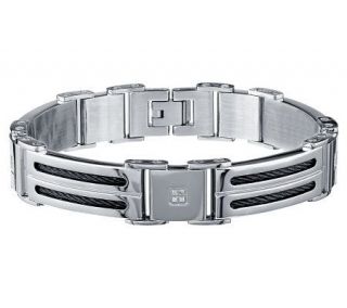 Affinity Diamond 1/10 cttw Steel Mens Cable Link Bracelet —