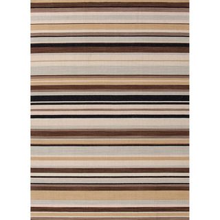Handmade Flat Weave Stripe Pattern Blue/brown Rug (5 X 8)