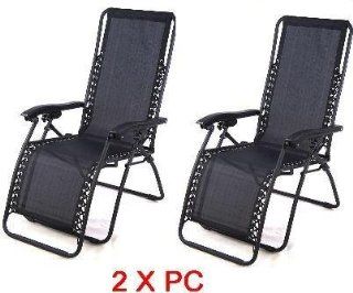 Two New Foldable Zero Gravity Chair Recliner Lounge Patio Chairs  Black : Patio, Lawn & Garden