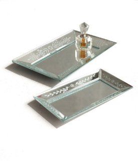 Two's Company Exquisite? Etched Glass Mirror Trays, Set of 2   Wall Mounted Mirrors