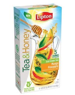 Lipton Iced Green Tea Mix Pitcher Packets, Tea and Honey, Mango Pineapple, 6 Count (Pack of 12)  Black Teas  Grocery & Gourmet Food