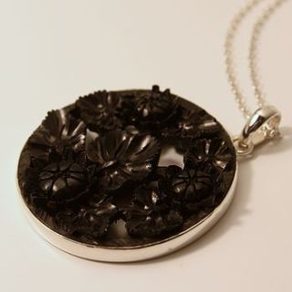 silver and arang wood lotus pendant by vioella