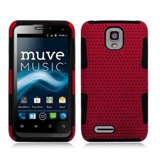 For ZTE Engage LT N8000 (Cricket) Perforated Hybrid 2 in 1, Black+Red: Cell Phones & Accessories