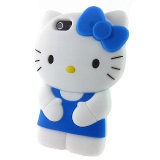 Blue 3D Lovely Hello Kitty Soft Silicone Skin Case Cover Shell Protector for Iphone 5 5g 5th Cell Phones & Accessories