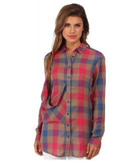 Mavi Jeans Plaid Tunic Womens Long Sleeve Button Up (Red)