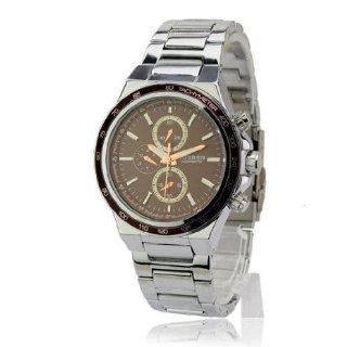 Watch CURREN Round Dial Metal Band Japan Movt Watch with Water Resistance and Stainless Steel Back Brown: Watches