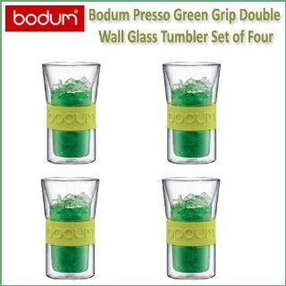 Bodum 10958 565 Presso 10 oz. Green Grip Double Wall Glass Tumbler Set Of 4: Kitchen & Dining
