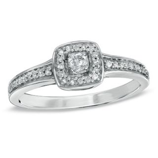 CT. T.W. Diamond Square Frame Vintage Style Promise Ring in 10K