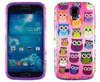 DandyCase 2in1 Hybrid High Impact Hard Colorful Owl Pattern + Purple Silicone Case Cover For Samsung Galaxy S4 i9500 + DandyCase Screen Cleaner: Cell Phones & Accessories