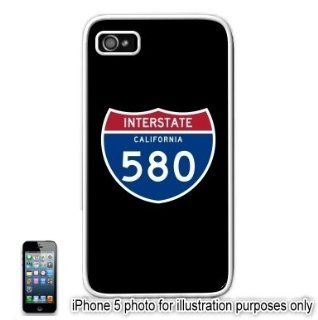 I 580 Interstate 580 California Shield Road Sign Apple iPhone 5 Hard Back Case Cover Skin White: Cell Phones & Accessories