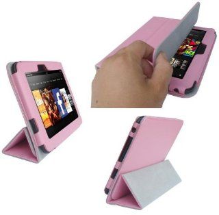 HappyZone PU Leather Case with Build in Stand For Kindle Fire HD 7" Display (1st Generation)   Pink: Computers & Accessories