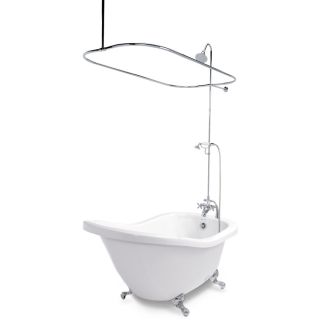 American Bath Factory Chelsea 59 in L x 31 in W x 32 in H White Acrylic Round Clawfoot Bathtub with Reversible Drain