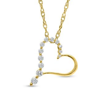 CT. T.W. Diamond Journey Heart Pendant in 10K Gold   Zales