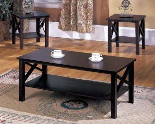 King's Brand 3 Pc. Cherry Finish Wood X Style Casual Coffee Table & 2 End Tables Occasional Set   Coffee Tables And End Tables