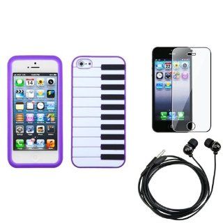 eForCity Headset + LCD Cover + Purple Piano Music Keys Silicone Soft Case Cover compatible with iPhone® 5 5G: Cell Phones & Accessories
