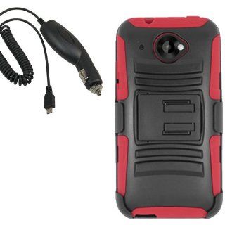 Aimo Wireless Armor Hard Shield Cover Combo Case Holster for Virgin Mobile HTC Desire, Zara 601 + Car Charger Red: Cell Phones & Accessories