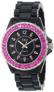 TKO ORLOGI Women's TK608 BFS Ceramix Ice Black Acrylic Pink Crystals Watch at  Women's Watch store.