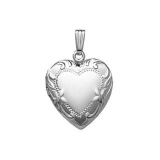 14k White Gold Heart Locket 3/4 Inch X 3/4 Inch: Locket Necklaces: Jewelry