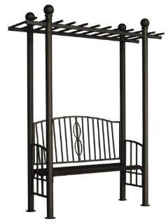 DC America PGAR608 MBR Toscana Bench Arbor with Pergola Style Top, Bronze  Patio Dining Chairs  Patio, Lawn & Garden
