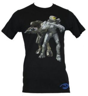 Halo Combat Evolved 2 3 Mens T Shirt   Master Chief and Arbiter Animation Image on Black (X Small): Clothing