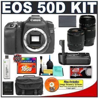 Canon EOS 50D Digital SLR Camera Body + Canon BG E2N Grip + Tamron 28 80mm & 70 300mm Lens + 16GB Card + Battery + Case + Accessory Kit : Digital Slr Camera Bundles : Camera & Photo