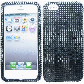 Black Silver Waves Bling Rhinestone Crystal Case Cover For Apple iPhone 5 5S w/ Free Pouch Cell Phones & Accessories