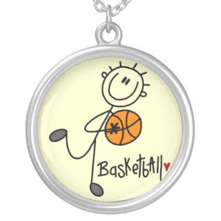 Simple Stick Figure Basketball T shirts and Gifts Necklaces