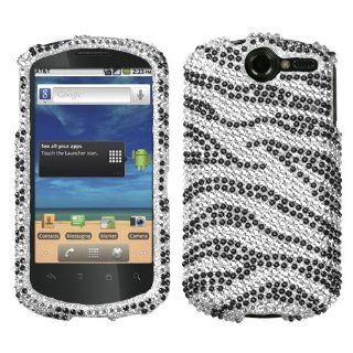 Mybat HWU8800HPCDM010NP Dazzling Diamante Bling Case for Huawei Impulse 4G U8800   Retail Packaging   Black Zebra Skin: Cell Phones & Accessories