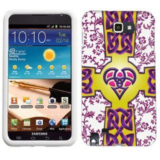 Samsung Galaxy Note Pink Celtic Heart Cross on White Cover: Cell Phones & Accessories