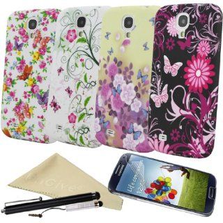 EnGive 4 in 1 Set Four Seasons Series Super Slim Soft TPU Flower Skin Cover Case for Samsung Galaxy S4 SIV I9500 with Free Gifts(Cleaning Cloth, Stylus Pen, Screen Protector): Cell Phones & Accessories