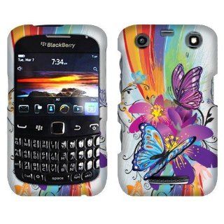 Hard Plastic Snap on Cover Fits RIM/Blackberry 9350 9360 9370 Apollo, Sedona Rainbow Line Flower Butterfly AT&T, T Mobile, Sprint, Verizon: Cell Phones & Accessories