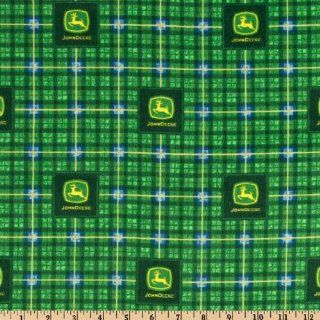 42'' Wide John Deere Flannel Plaid Green Fabric By The Yard
